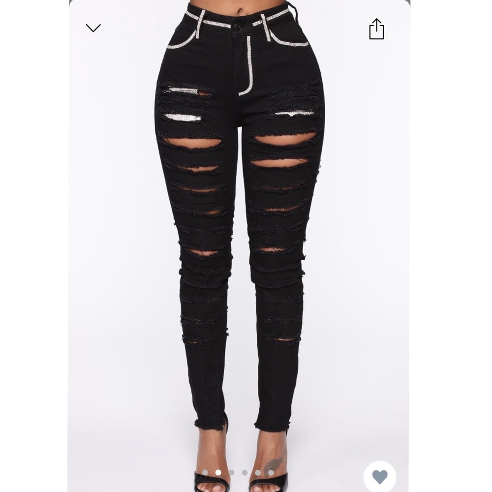 Distressed black jeans